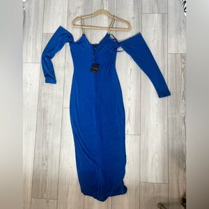 JLUXLABEL Royal Blue V-Neck Dress